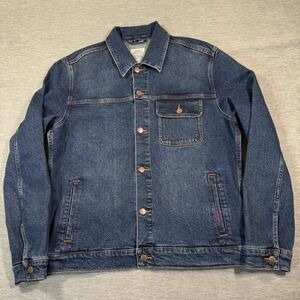 Devil Dog Dungarees Jacket Men Large Blue Denim Trucker Paisley Bandana Lining L